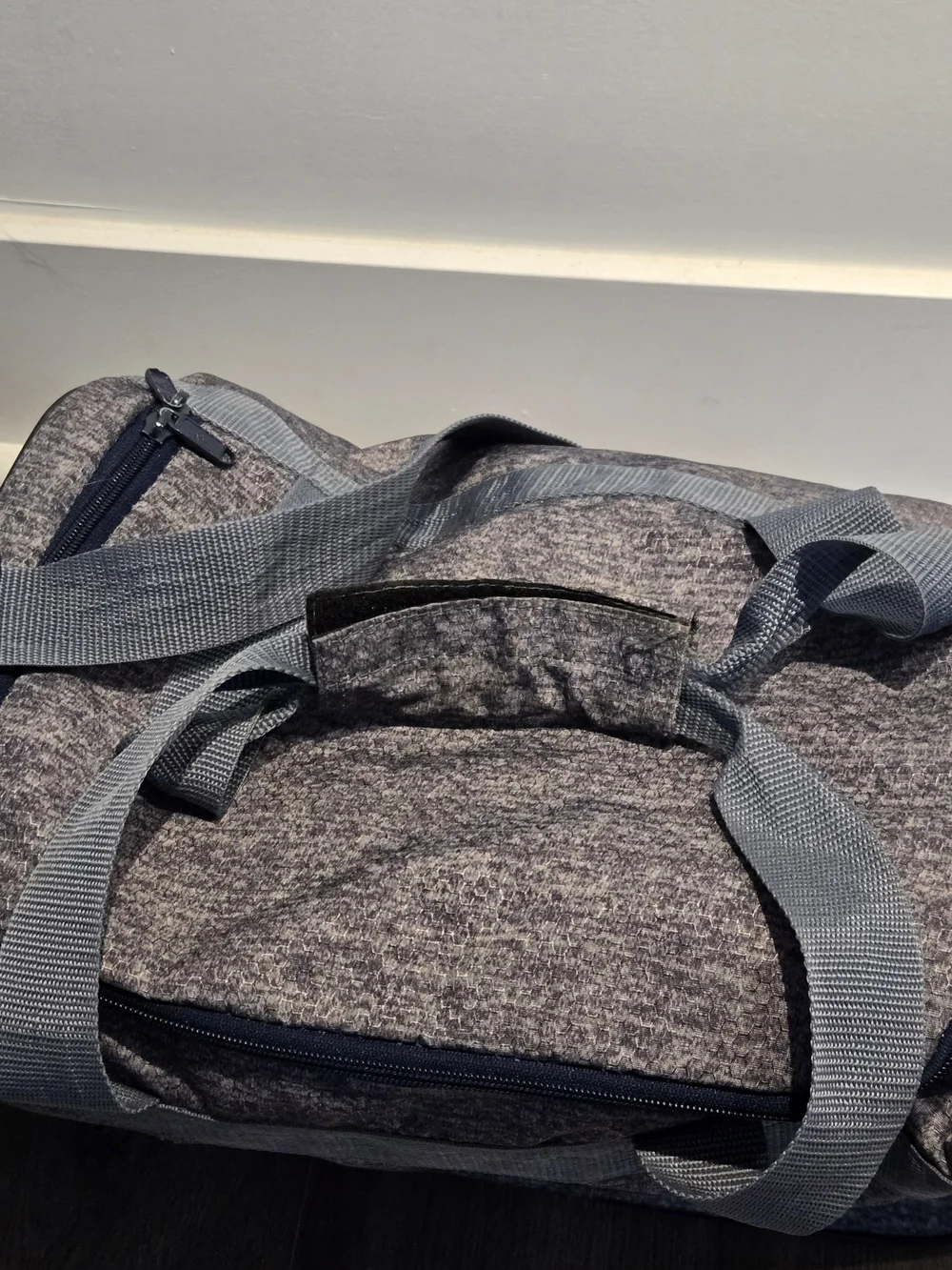 Adidas Duffle Gym Bag Travel Carry All Gray Blue Shoulder Strap Logo
